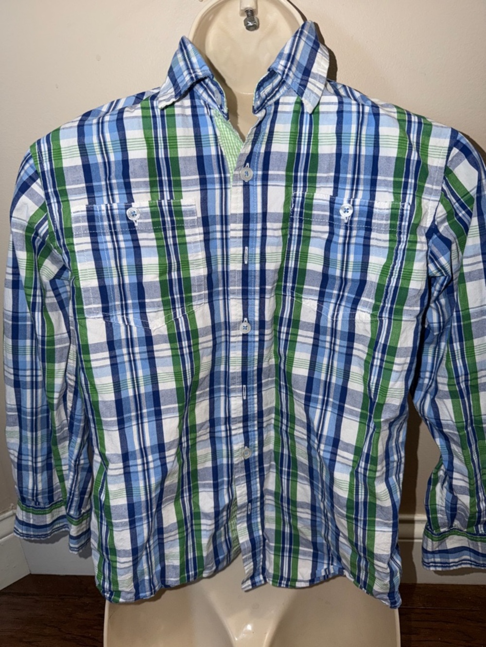 PD&C Blue, Green & White Plaid Button-Down Shirt